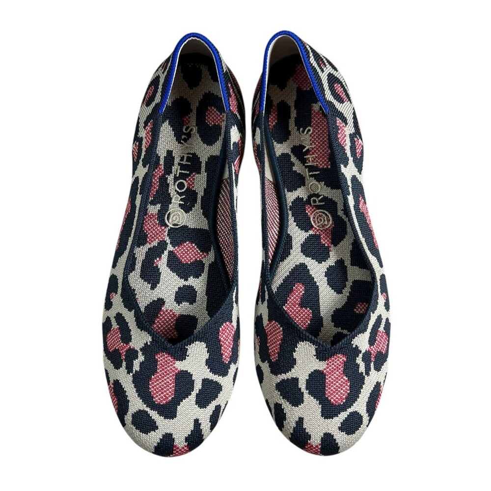 Rothy Lite Washable Red Cat Blue Halo Animal Print The Flat Shoes Size 11.5